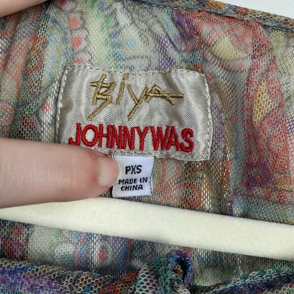 JOHNNY WAS Biya Wilde Mesh Dress Embroidered Boho Size XS Petite Floral Fall - Picture 6 of 15